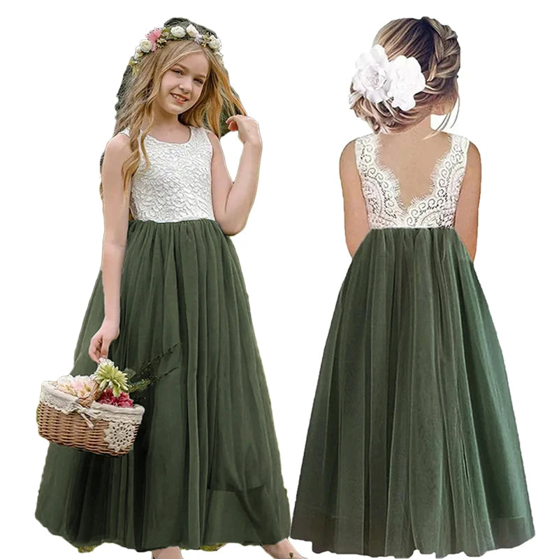 2024 Flower Girl Dress Baby Kids Summer Princess Party Lace Wedding Birthday Dress