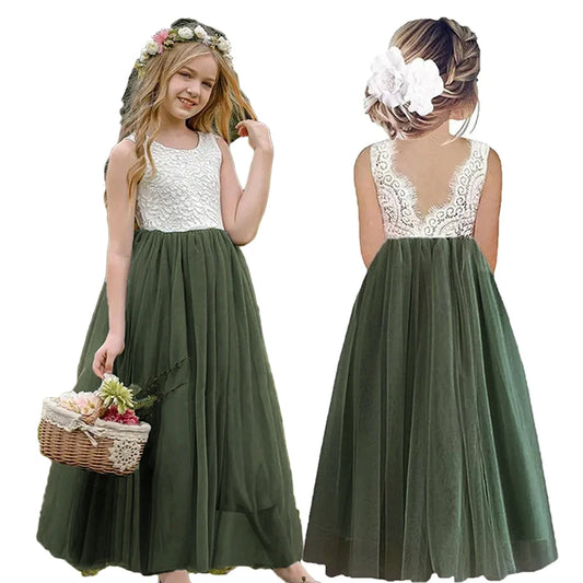 2024 Flower Girl Dress Baby Kids Summer Princess Party Lace Wedding Birthday Dress