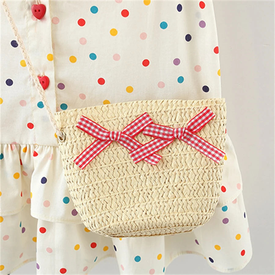 Cotton Dress for Baby Girl Heart Shaped Button Colorful Dress