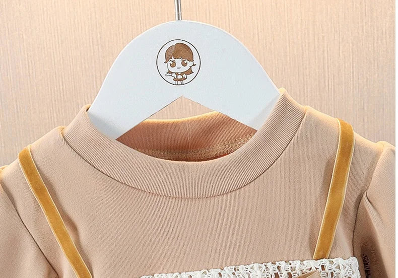 Elegant Baby Girl's Dress Spring Autumn Long Sleeved Princess Style Birthday Party Clothes Sweet Big Bow Lace Children's Dress