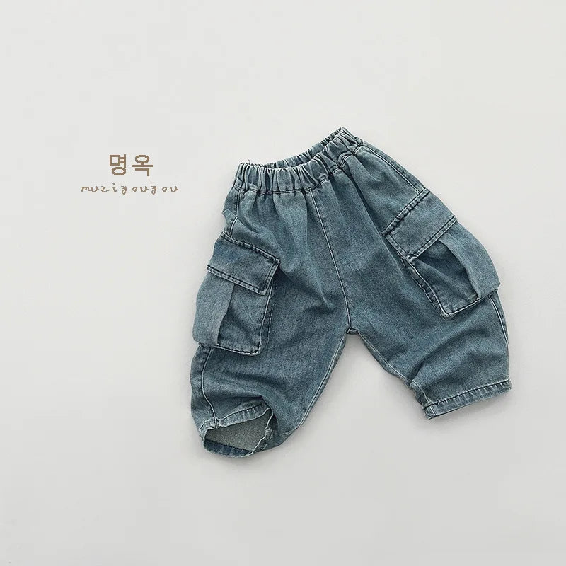 Hugo Loose Jeans Fashion Baby Solid Versatile Casual