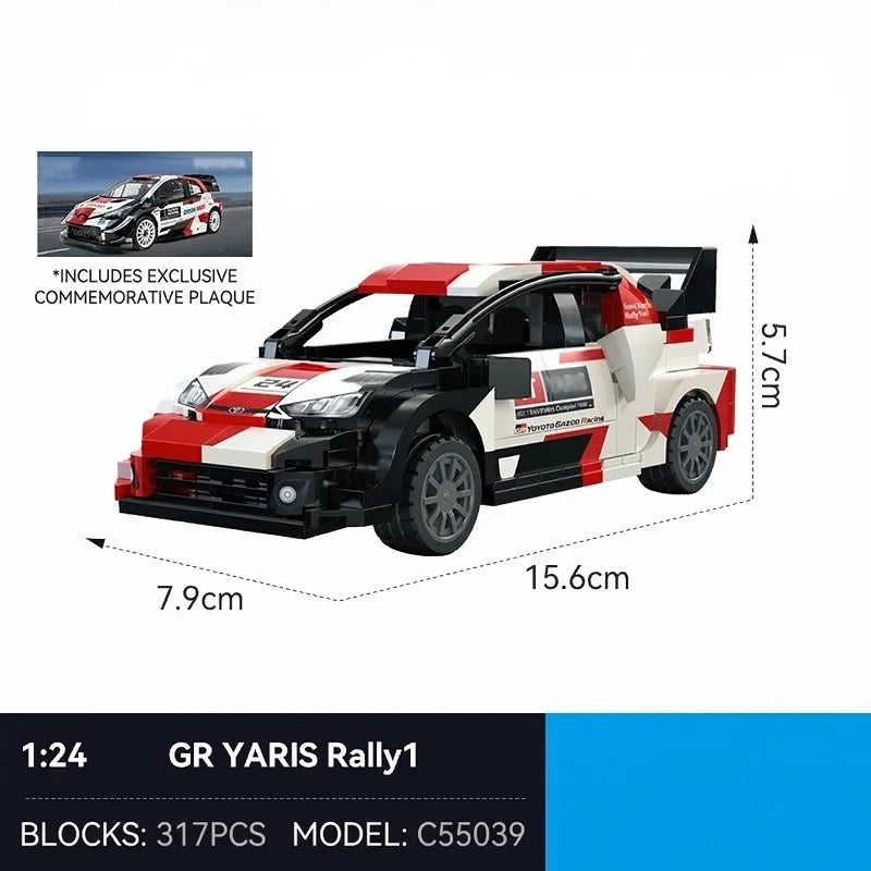 1:24 GR Yaris Rally1 Race Sport Car Building Blocks Champion Supercar Vehicle Brick Model Kit Adults DIY Gifts 324PCS