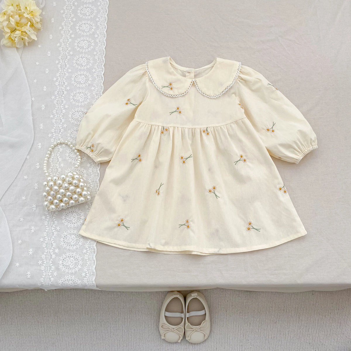 Spring Clothes Pastoral Baby Girls Dress Autumn Embroidery Cotton Floral Doll Dress