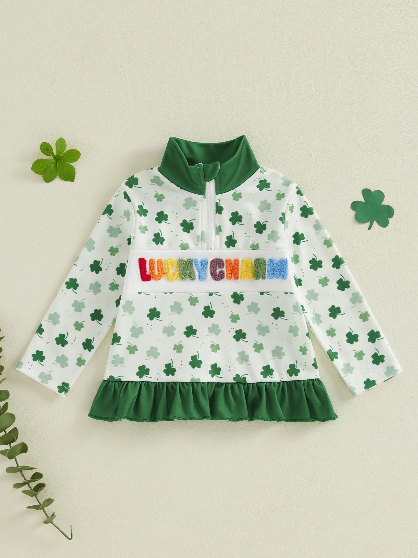 Rafaela Long Sleeve Stand Neck Shamrock Tops
