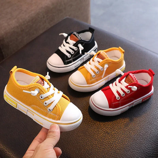 Children's Low-top Canva Shoes 2025 Spring New Style White Candy Color