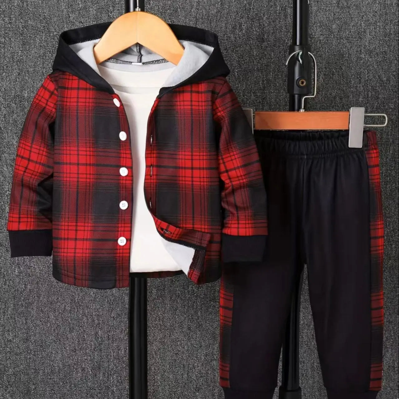 Plaid Fleece Lined Two-Piece for Boys