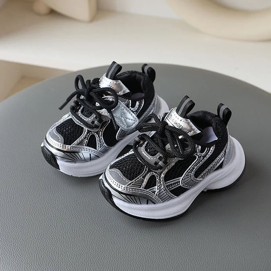 Girls' Sports Shoes 2026 New Style Soft Sole Children's Casual Shoes Fashionable Breathable Stripe Dad