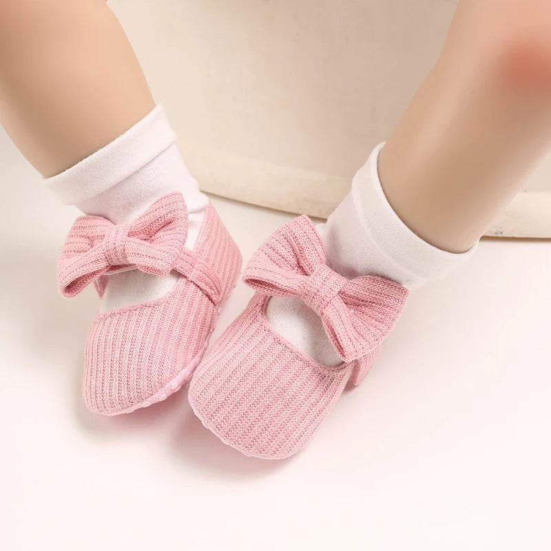 Cute Baby Girl Shoes Knitted Cotton Flat Shoes Arched Soft Sole 0-18M Newborn Princess Shoes