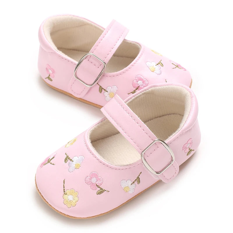 Spring And Autumn Baby Girl's Walking Shoes Anti Slip One Year Old Soft Soled Baby Shoes Princess Shoes Single Shoes