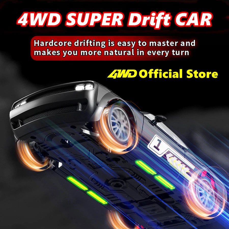 4WD Drift Racing RC Car with LED Light High Speed 2.4G Radio Remote Control 4x4 Race Sports Cars for Kids Toy Gift