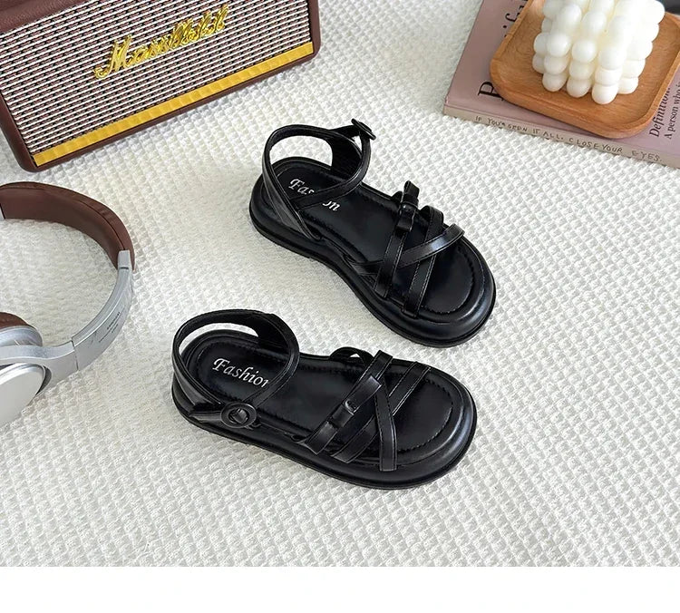 Girls Beach Shoes Bow-knot 2025 Summer Brand New Soft Open Toes Fashion Kids Sandals Princess Sweet Style Anti-slippery Shoes