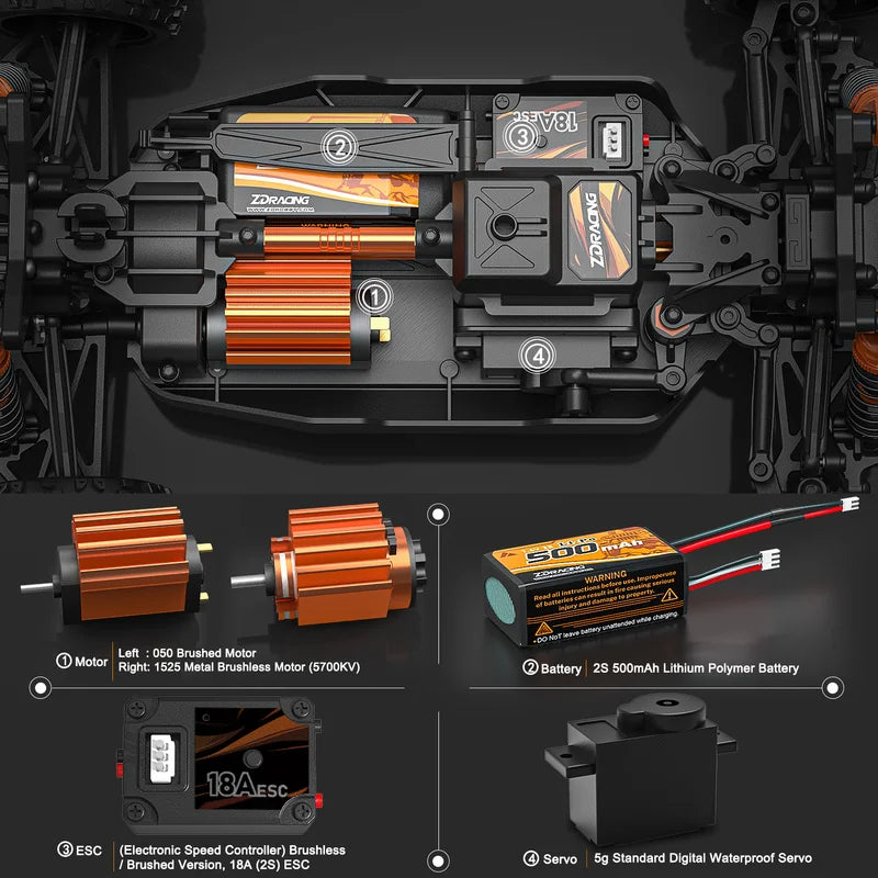 ZD Racing 1:24 BX24 4WD Off-Road RC Remote Control Car Venue Off-Road Racing Carbon Brushed/Brushless Racing Simulation Climbing
