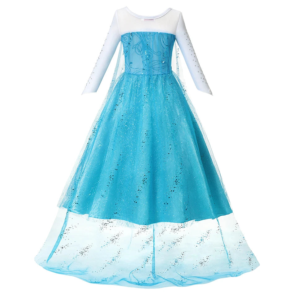 Summer Fancy Queen Elsa Anna Costume Girls Princess Dress