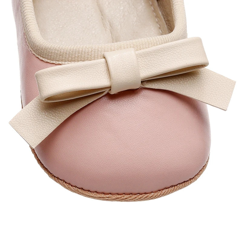 Newborn Baby Shoes Baby Girl Shoes Cute Bow Leather Rubber Sole Anti-slip Toddler First Walkers Infant Girl Shoes Moccasins