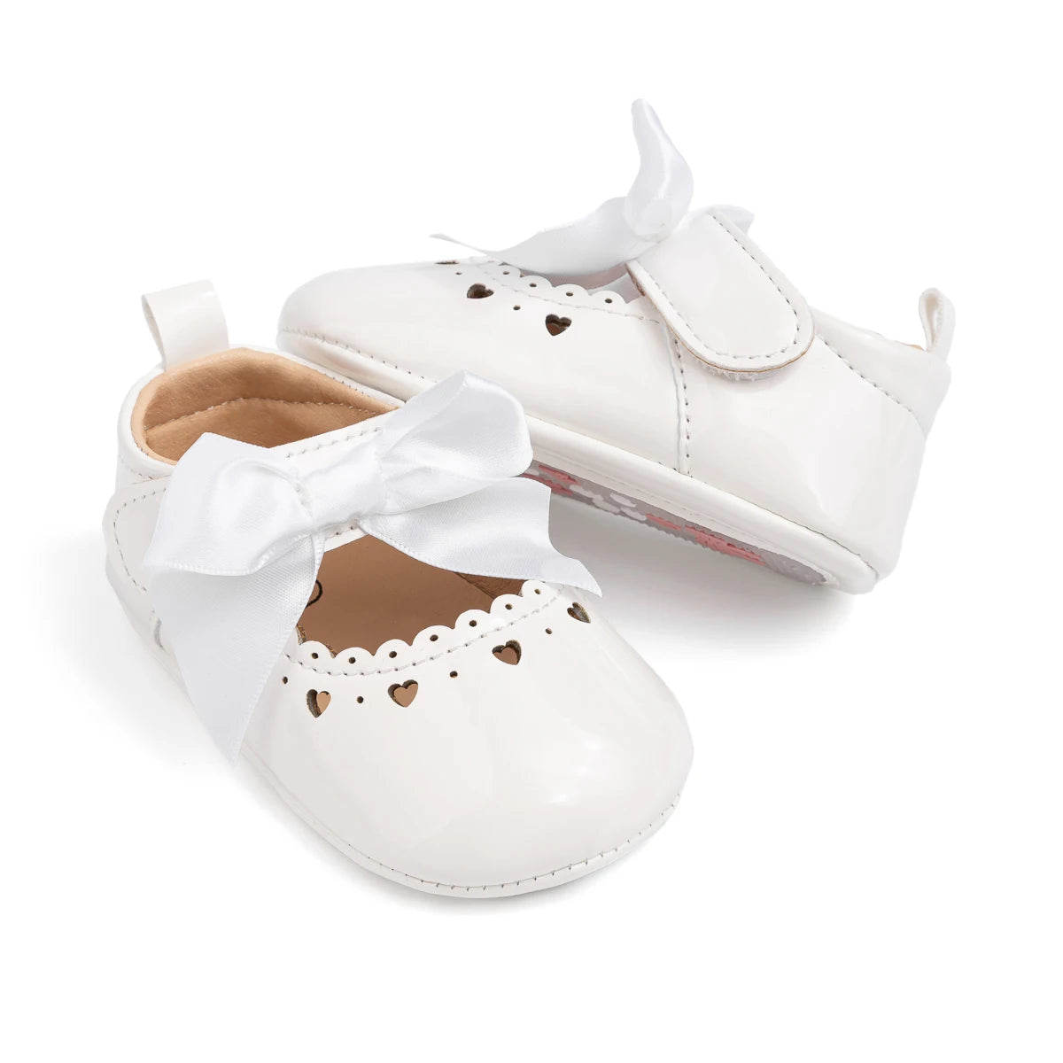 Newborn Baby Girl Shoes Soft Sole Infant Toddler Mary Jane Flats Princess Bowknot Patent Leather Dress Shoes Wedding Party Gift