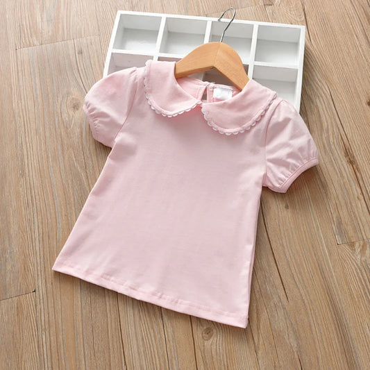 Mia Winter Girls Clothes Sleeve T-shirt Cotton Solid Round Neck Casual