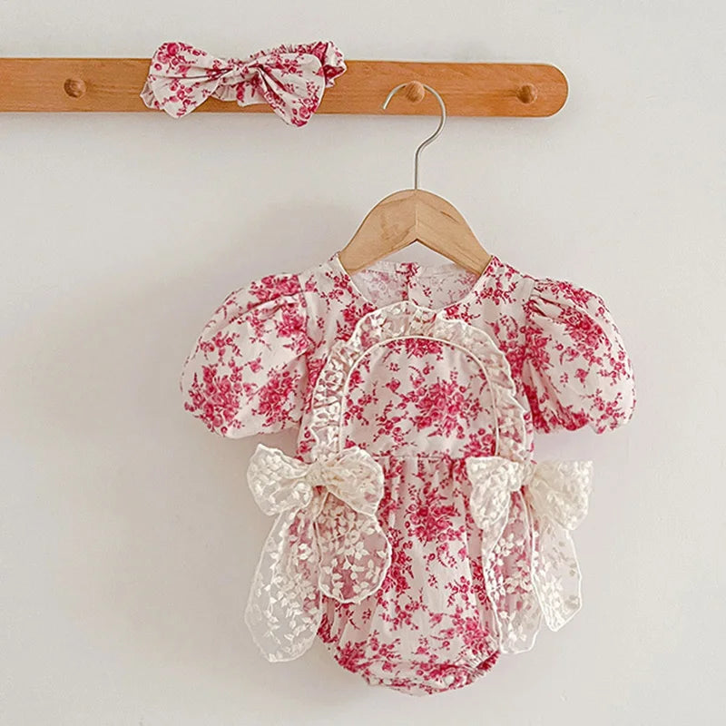 Lace Detail Floral Romper