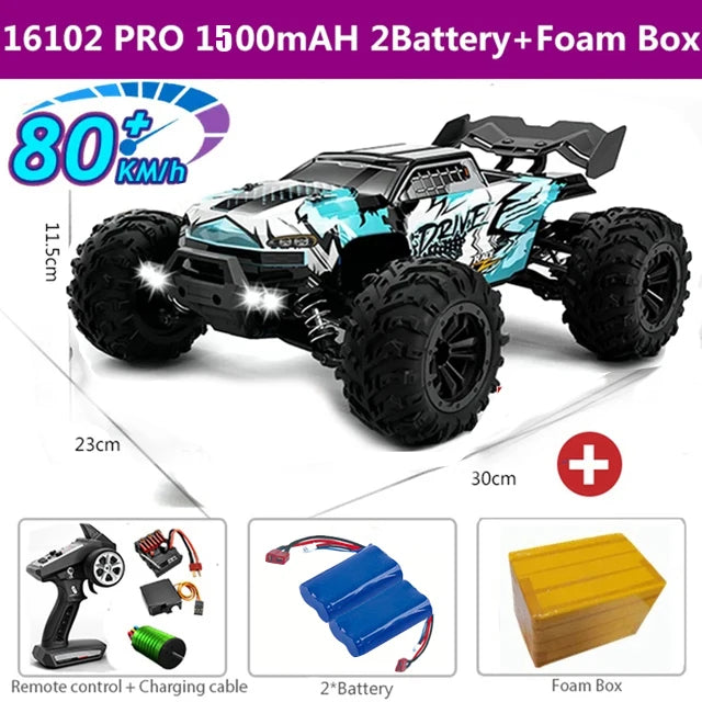 16103 Fast Rc Cars 50km/h 1/16 Off Road 4WD with LED Headlights,2.4G Waterproof Remote Control Monster Truck for Adults and Kids