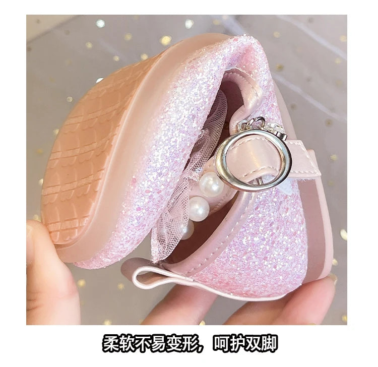 Girls Princess Shoes 3-18 Years Glittering Butterfly Decoration Children's Shoes