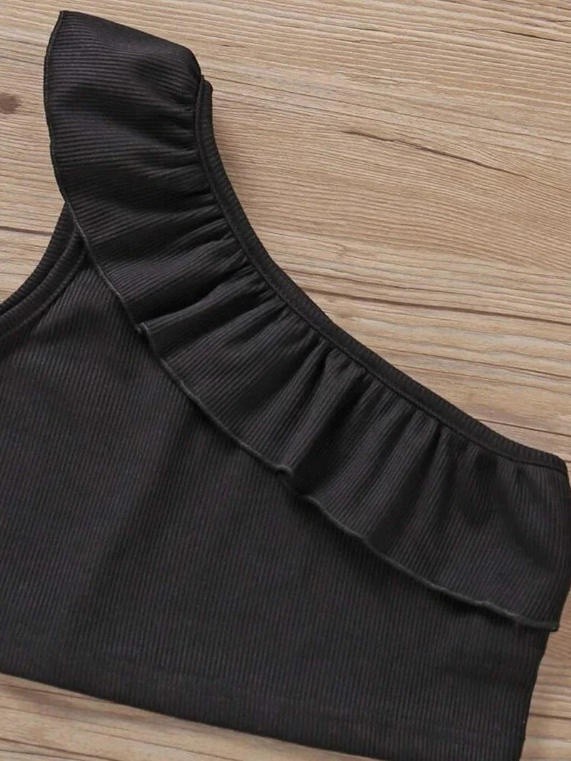 Miguelina Camisole Ruffled One shoulder Tops