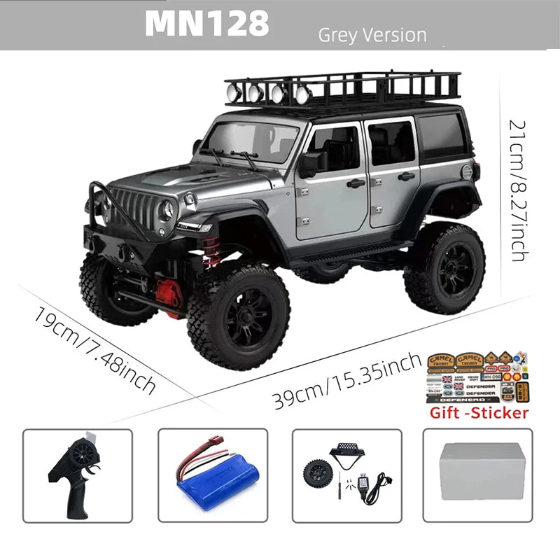 MN128 1/12 RC Car 4WD Jeep Model 2.4G Remote Control LED Light 4X4 Off Road