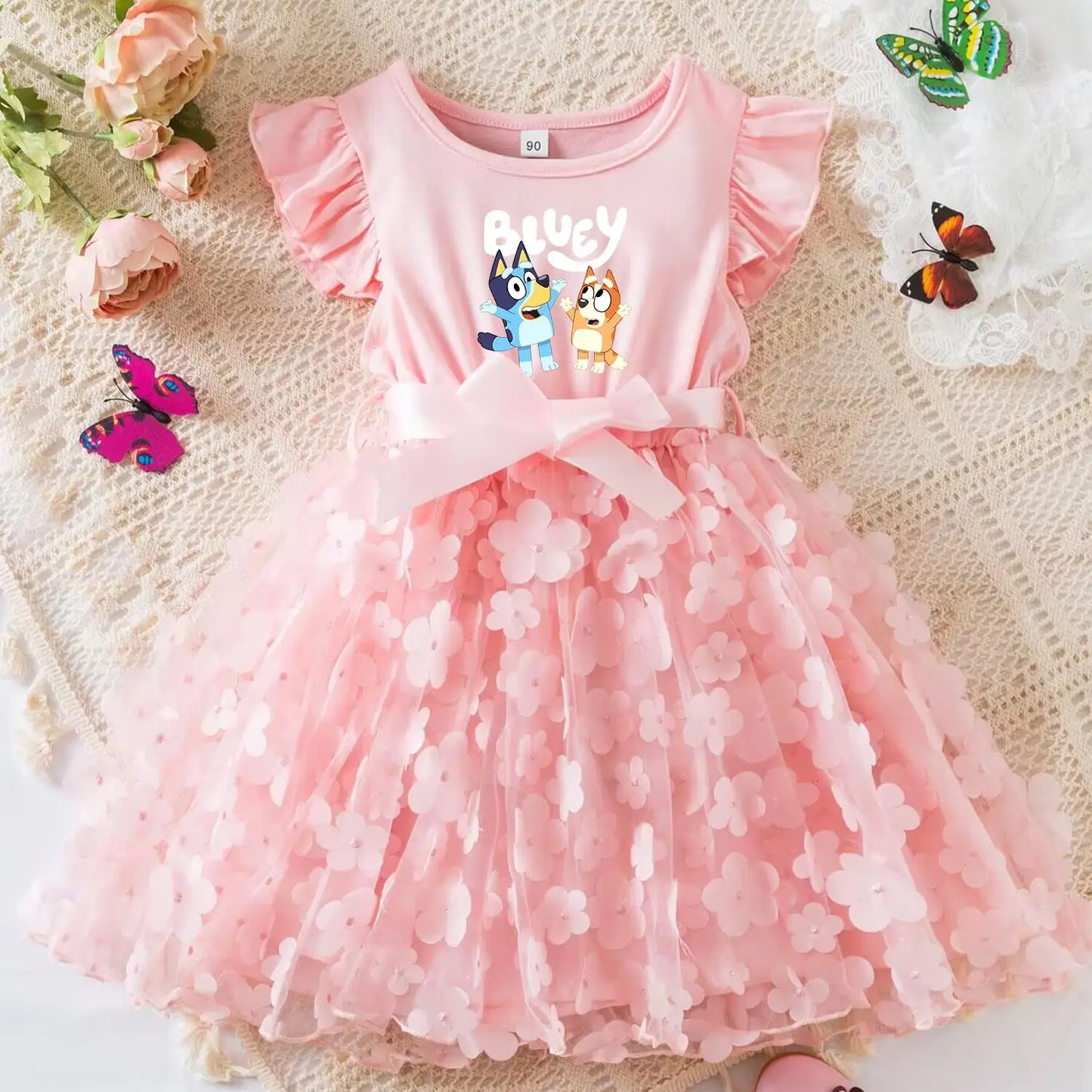 Girls Summer Dress with Butterfly for Ages 2-6