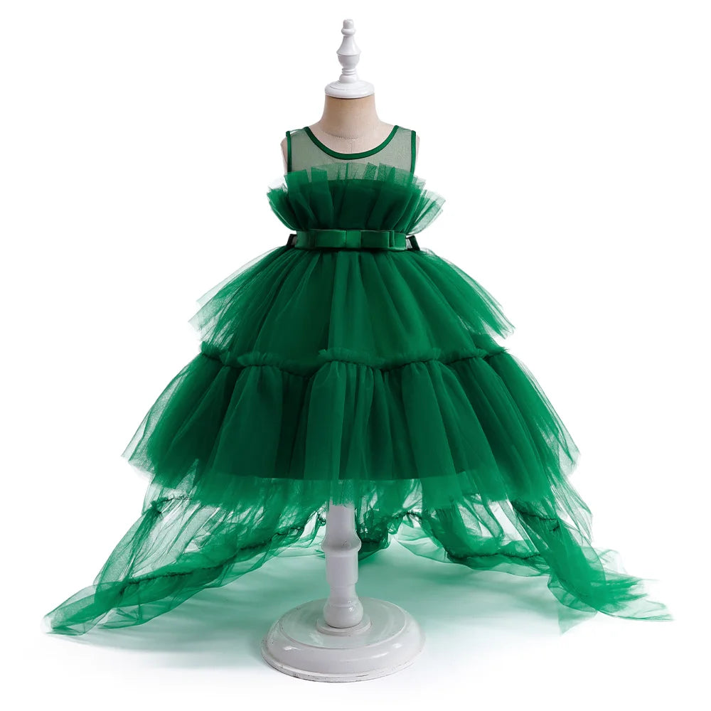 Summer Baptism Bridesmaids Party Baby Girls Dresses Tulle Trailing Wedding Birthday Princess Dress