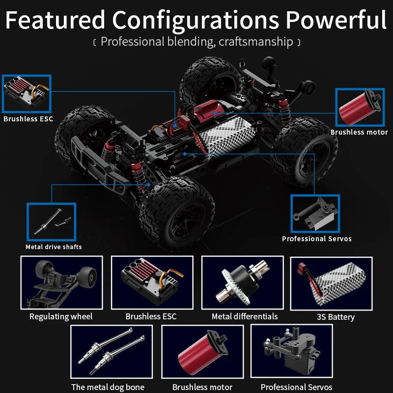 KF10 1:10 4WD RC Car 70KM/H OR 50KM/H Off Road Car 2.4G High Speed Racing Brushless Motor Remote Control Car Drift Monster Truck