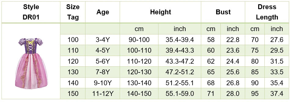 Girls Costume Children Cosplay Princess Dress Kids Halloween Birthday Pageant Party