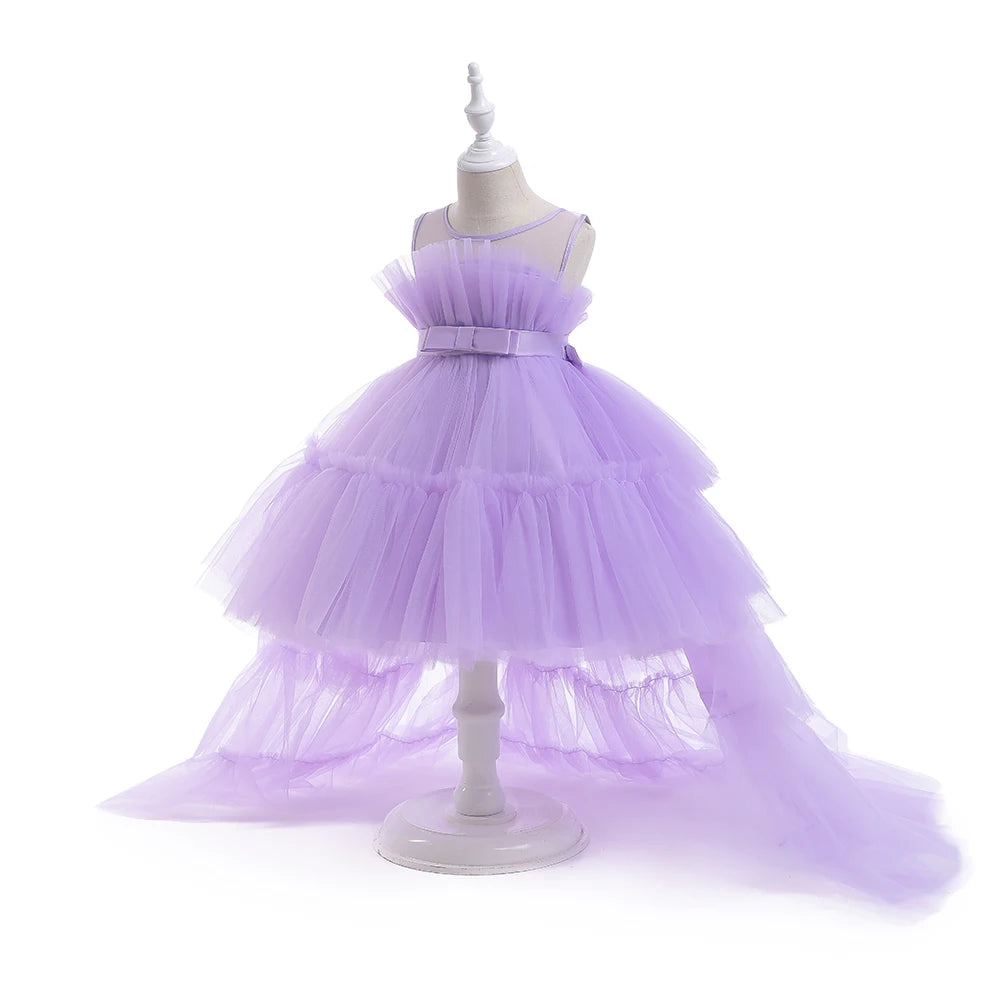 Summer Baptism Bridesmaids Party Baby Girls Dresses Tulle Trailing Wedding Birthday Princess Dress