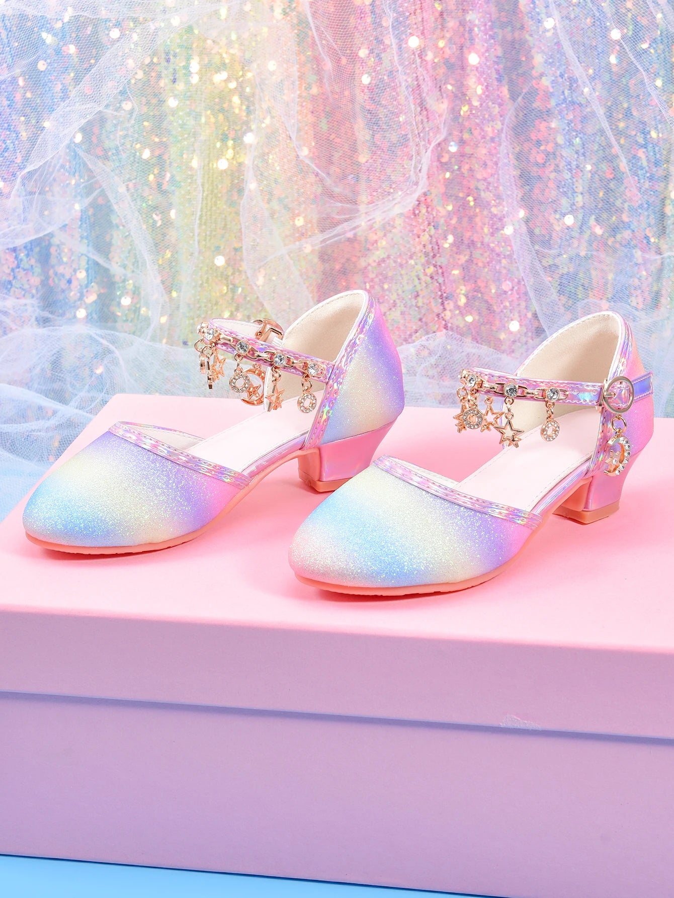 Girl's high heels paired with formal dress performance princess shoes