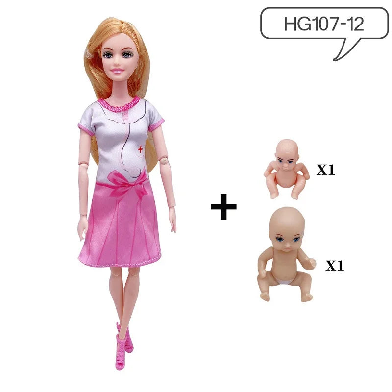 Hot Sale 11.5 Inches Pregnant Doll Mom Have 2Pcs Baby in Her Tummy with 1Pc Clothes Educational Dolls Girl Toy for Girl Gift