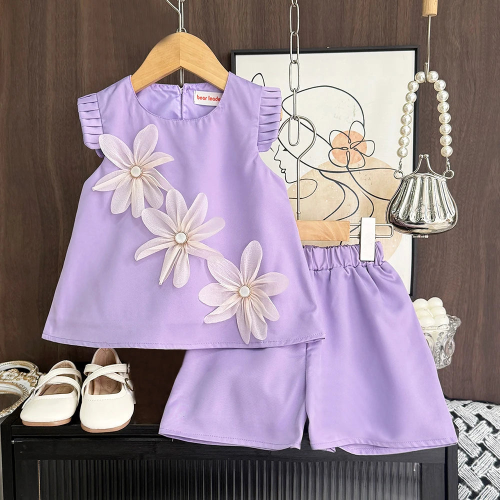 Bear Leader 2-7 Years Summer New 3D Flower Vest Dress