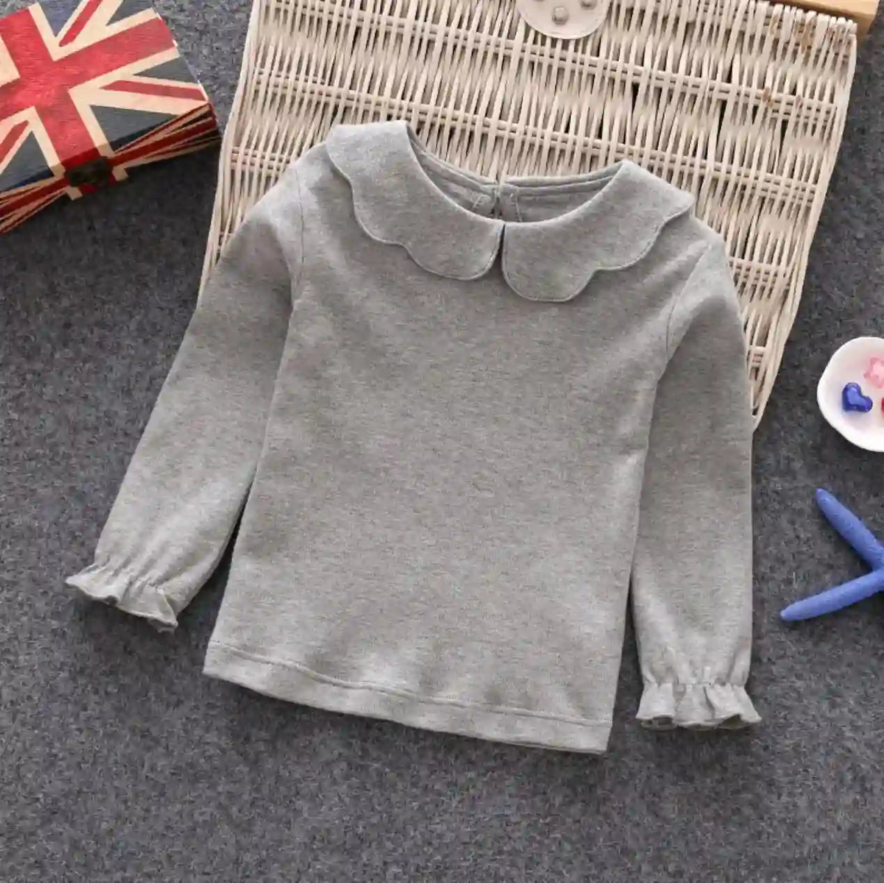 Frida Sweet Petal Collar Long Sleeve Tops