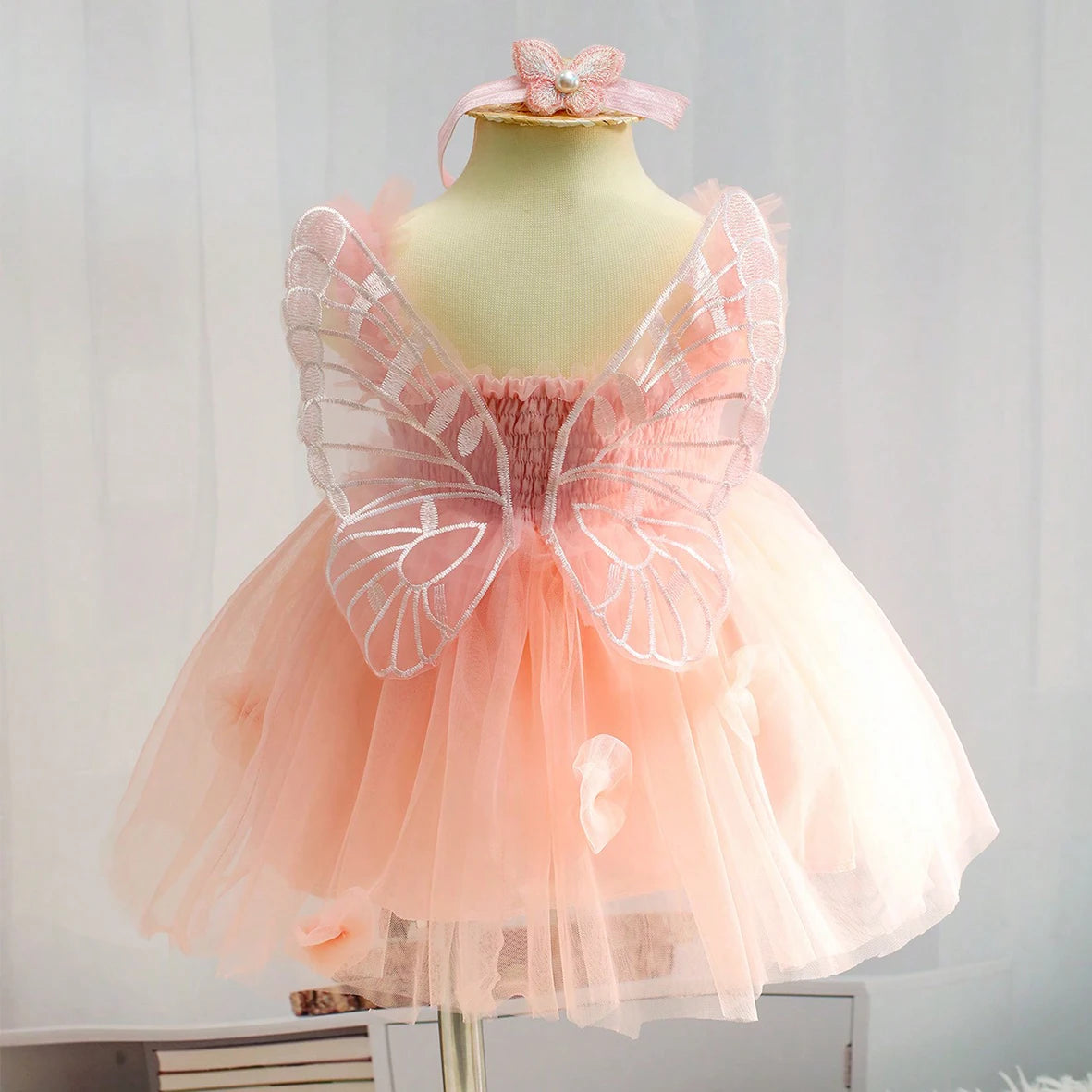 Brynn 2Pcs Newborn Girl Dress with Butterfly Wings