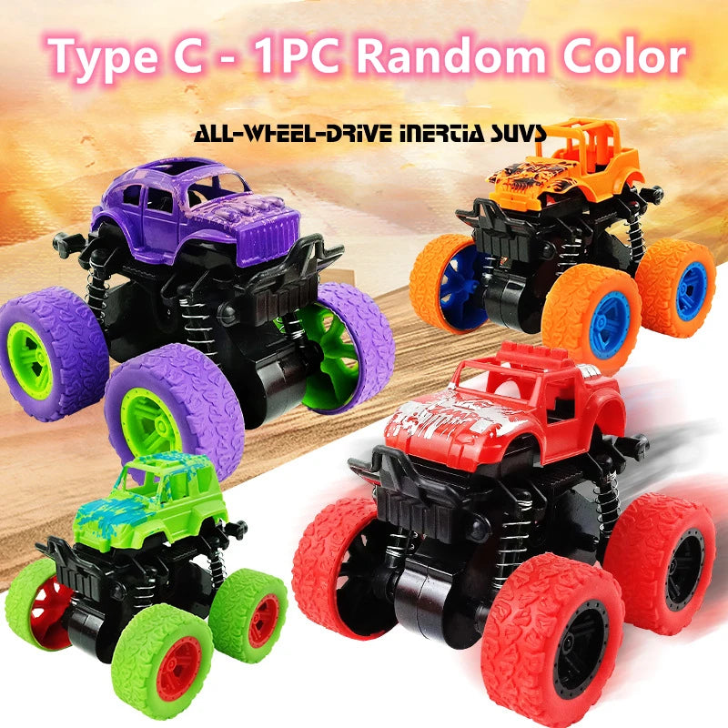 Monster Trucks Toys for Boys - Toddler Push & Go Stunt Cars with Flip Action, Race Car Set for Kids