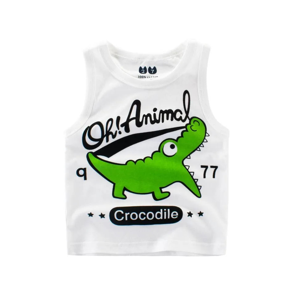 Ismael Crocodile Shark Sleeveless Tees - GuGuTon baby store - Baby Fashion - Toddlers Outfits - Babies Outfits - Toddler Clothes - Kids Clothing - Newborn Clothes - Newborn Wear - Kids Wear - Trending Clothes - Trending Outfits - Fall Fashion - Winter Fashion - Girls Clothes - Boys Clothes - Babies Wear - Kids Accessories - KidsWear - Summer Clothes - Summer Fashion - Summer Trend - Falls Sweaters - Tops - Bottom - Jeans - Blouse - Dresses - Newborn Dresses - Toys