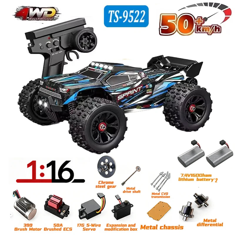 MJX Hyper TS 9522 Pro RC Car Brushless 4WD High-Speed 85km/h Remote Control Off-Road Truck with Big Wheels Easy Control Vehicle