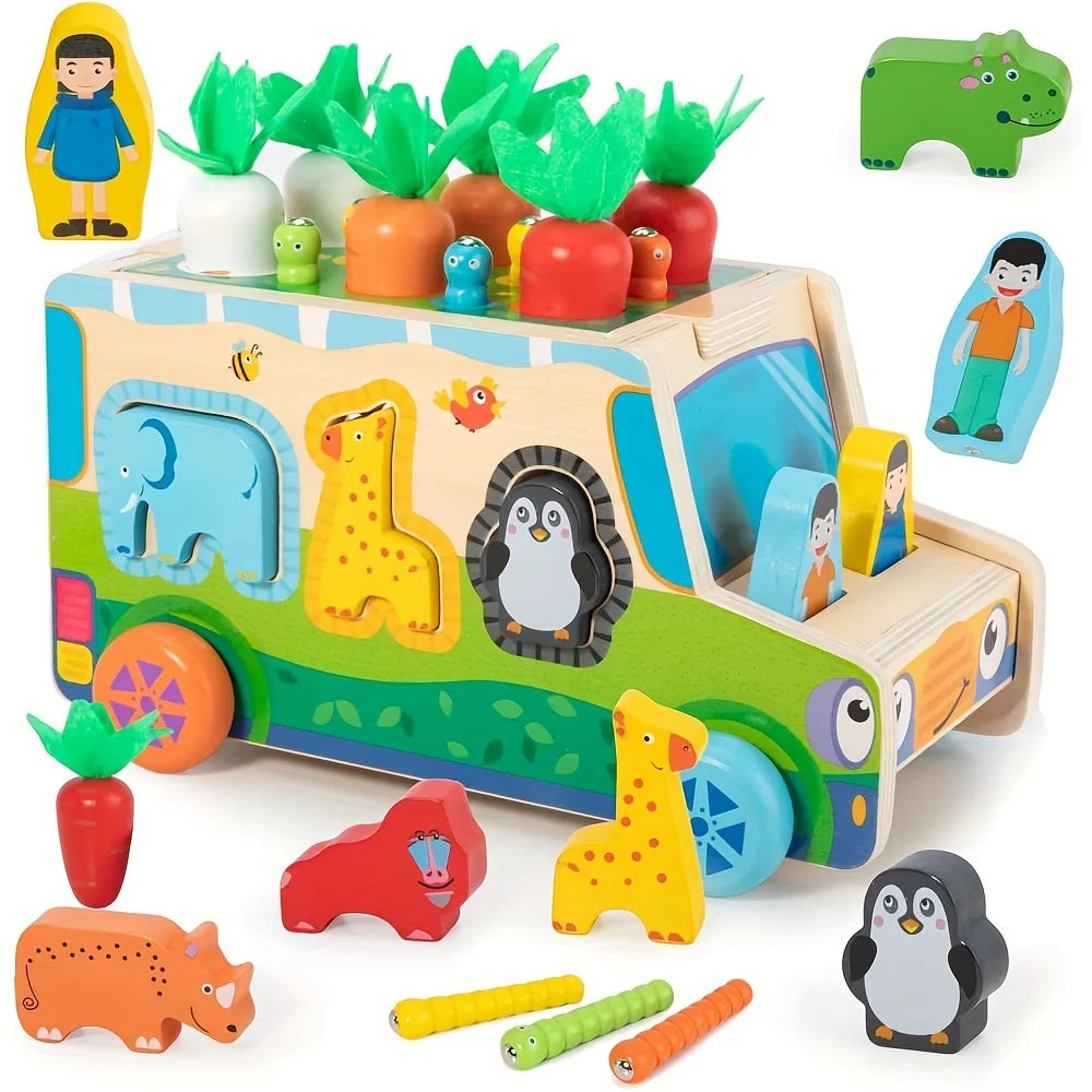 Montessori Wooden Toys Carrot Shape Sorting Matching Game
