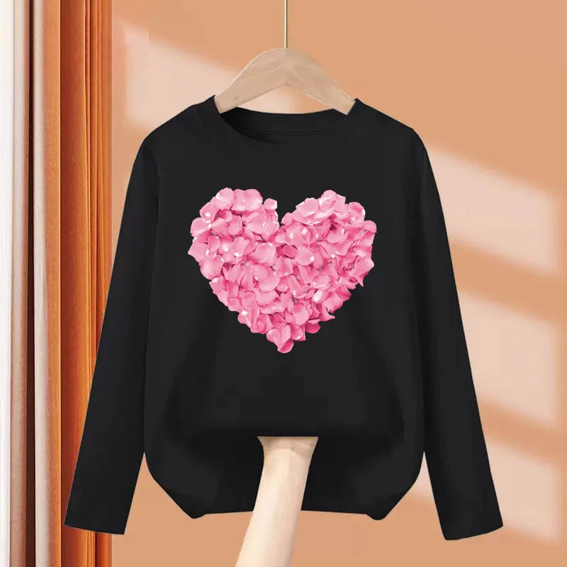 Sophia Children Long Sleeved Heart Shaped Design T-shirt Spring