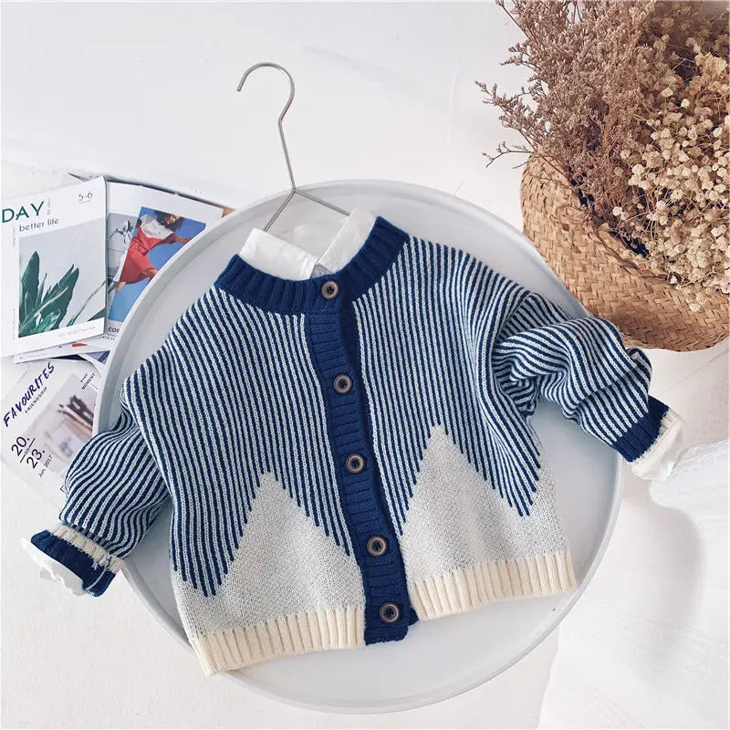 Martina Patchwork Korean Edition Baby Boy Knitted Single Breasted Children's