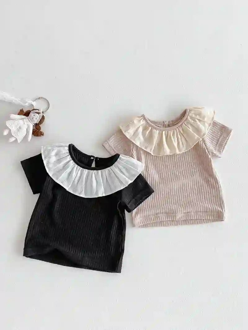 Montse Cute Patchwork Short Sleeved Tops