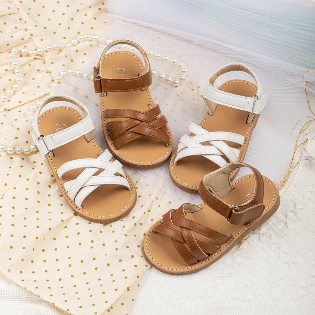 Girls Summer Sandals Kids Cross Strap Open Toe Shoes Toddler