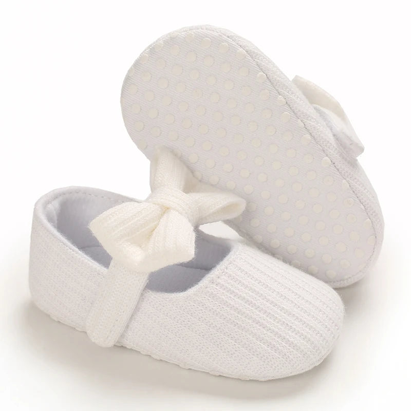 Cute Baby Girl Shoes Knitted Cotton Flat Shoes Arched Soft Sole 0-18M Newborn Princess Shoes