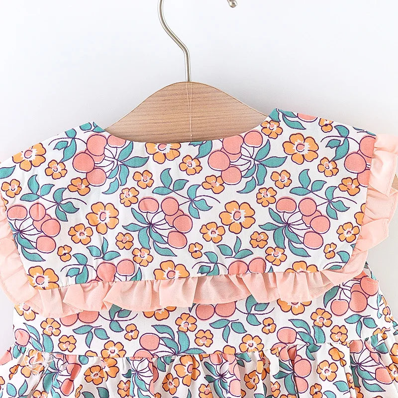 Skye Toddler Girls Floral Dress - Summer Navy Collar Style