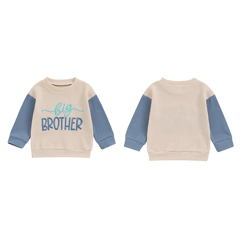 Toddler Kids Big Brother / Sister Pullover Letter Embroidery Round Neck