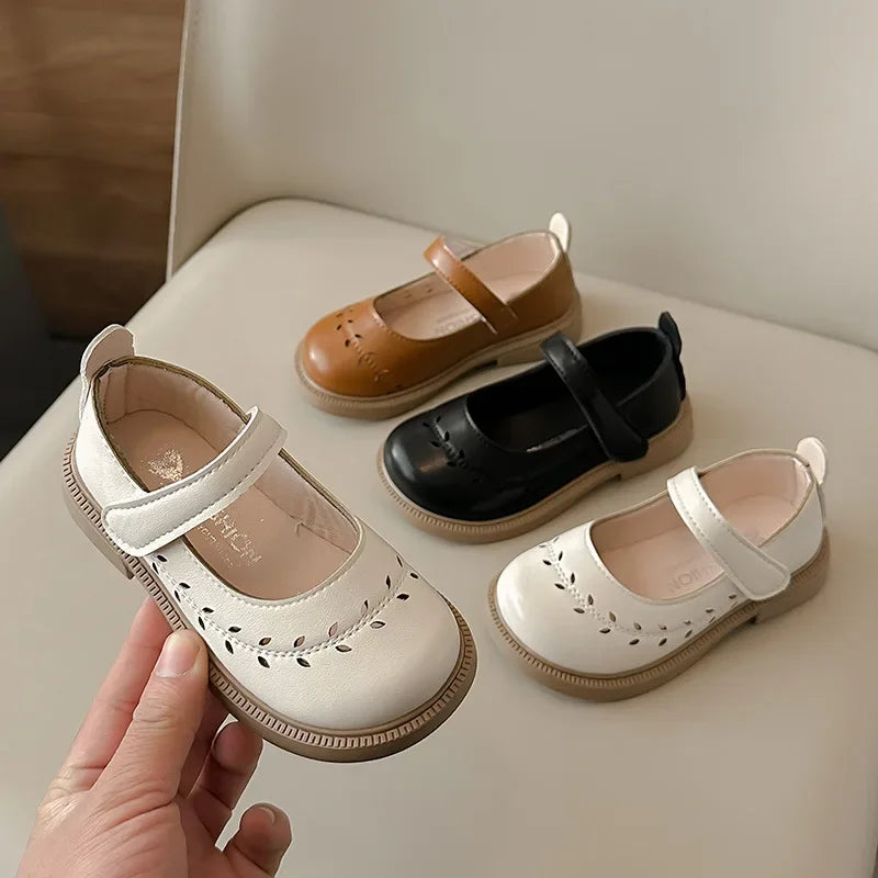 Girls' Leather Shoes Spring and Autumn New Breathable Girl Mary Jane Princess Shoes Black Performance Dance Shoes