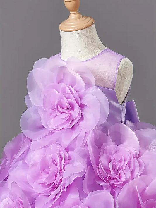 Girls Princess Dress Luxury Elegant Lilac Sleeveless Party Evening Dresses