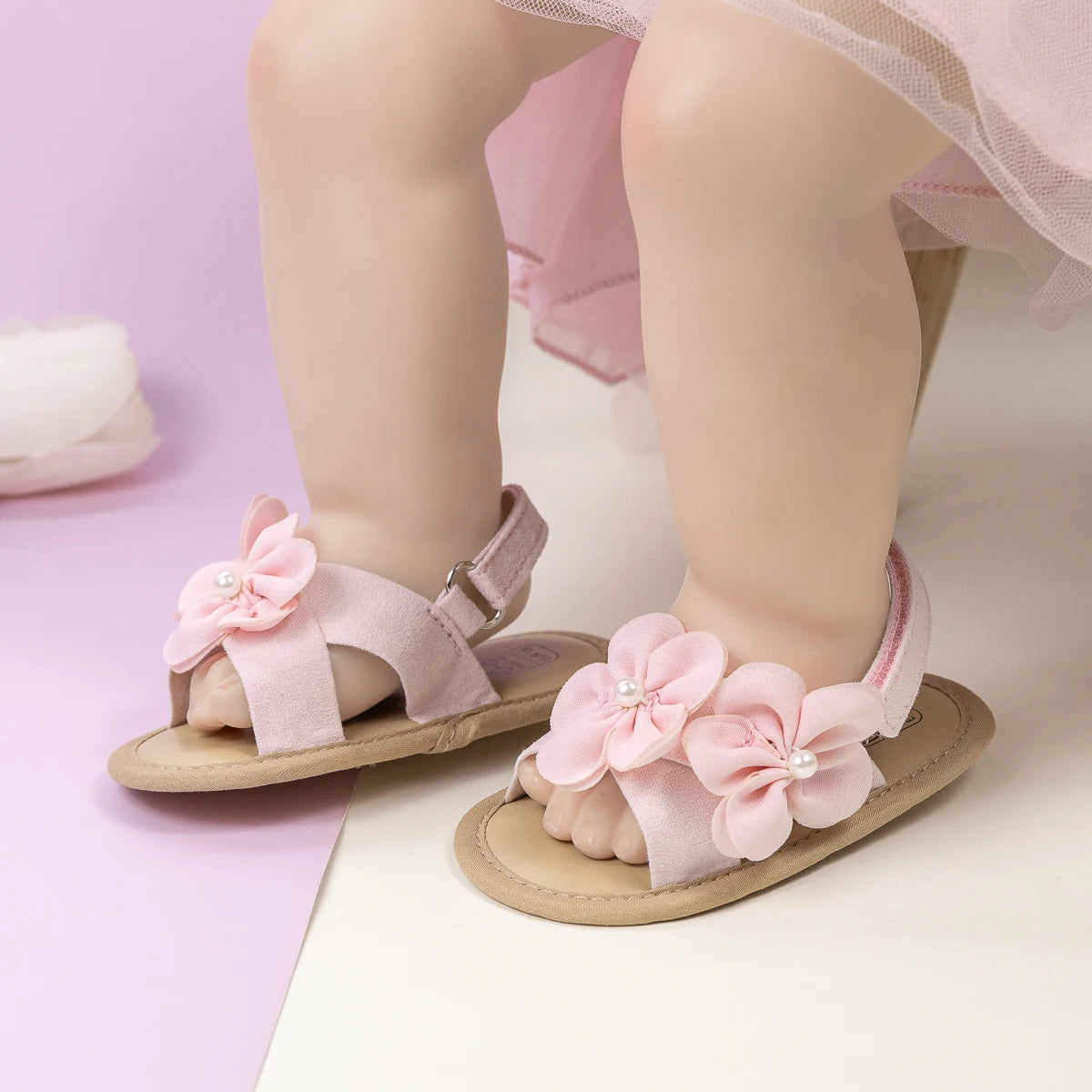2025 New Baby Girls Shoes Flowers With Pearls Summer Cool Princess Sandals