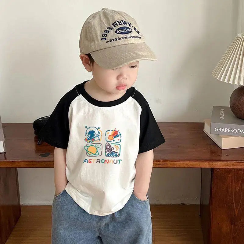 Raymond O-Neck Patchwork Tees - GuGuTon baby store - Baby Fashion - Toddlers Outfits - Babies Outfits - Toddler Clothes - Kids Clothing - Newborn Clothes - Newborn Wear - Kids Wear - Trending Clothes - Trending Outfits - Fall Fashion - Winter Fashion - Girls Clothes - Boys Clothes - Babies Wear - Kids Accessories - KidsWear - Summer Clothes - Summer Fashion - Summer Trend - Falls Sweaters - Tops - Bottom - Jeans - Blouse - Dresses - Newborn Dresses - Toys